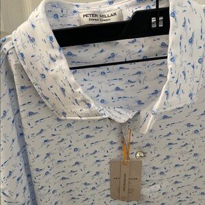 Petes Millar Summer comfort .Men's White and Blue Patterned Shirt